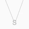Necklaces & Pendants|Effy Jewelry 14 Karat White Gold Initial "S" Diamond Necklace