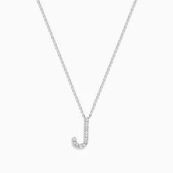 Necklaces & Pendants|Effy Jewelry 14 Karat White Gold Initial "J" Diamond Necklace