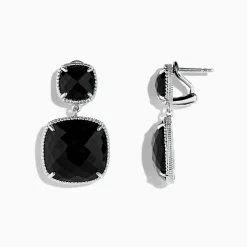 Earrings|Effy Jewelry 925 S. Silver Cushion Onyx Earrings, 17.40 TCW