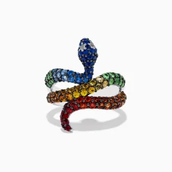 Rings|Effy Jewelry 925 Safari Sterling Silver Multi Sapphire Snake Ring
