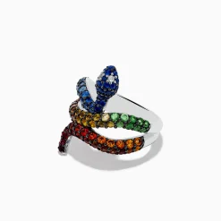 Rings|Effy Jewelry 925 Safari Sterling Silver Multi Sapphire Snake Ring