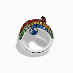Rings|Effy Jewelry 925 Safari Sterling Silver Multi Sapphire Snake Ring
