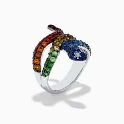 Rings|Effy Jewelry 925 Safari Sterling Silver Multi Sapphire Snake Ring