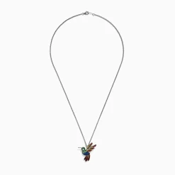 Necklaces & Pendants|Effy Jewelry 925 Safari Sterling Silver Multi Sapphires Humming Bird Pendant