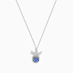 Necklaces & Pendants|Effy Jewelry 925 Seaside Sterling Silver Diamond and Tanzanite Starfish Pendant