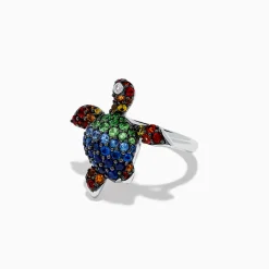 Rings|Effy Jewelry 925 Seaside Sterling Silver Mutli Sapphires Turtle Ring
