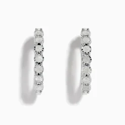 Earrings|Effy Jewelry 925 Silver Diamond Hoop Earrings