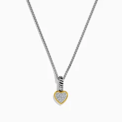 Necklaces & Pendants|Effy Jewelry 925 Sterling Silver and 18K Yellow Gold Diamond Heart Pendant