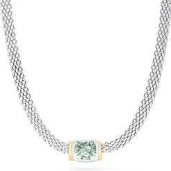 Necklaces & Pendants|Effy Jewelry 925 Sterling Silver and 18K Gold Green Amethyst Necklace, 4.70 TCW