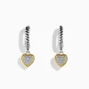 Earrings|Effy Jewelry 925 Sterling Silver and 18K Yellow Gold Diamond Heart Drop Earrings