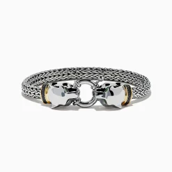 Bracelets|Effy Jewelry 925 Sterling Silver and 18K Yellow Gold Panther Braided Chain Bracelet
