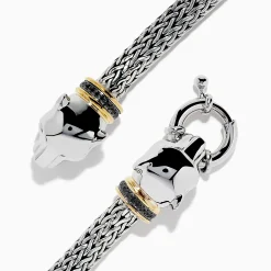 Bracelets|Effy Jewelry 925 Sterling Silver and 18K Yellow Gold Panther Braided Chain Bracelet