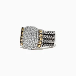 Rings|Effy Jewelry 925 Sterling Silver and 18K Yellow Gold Diamond Ring, 0.39 TCW