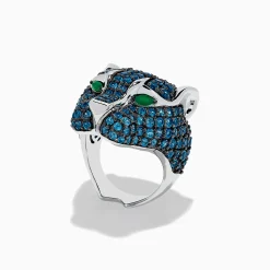 Rings|BH Multi 925 Sterling Silver Blue Topaz and Green Onyx Panther Ring