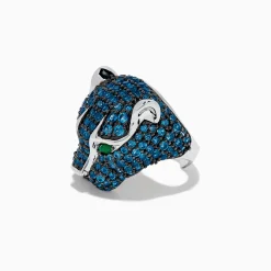 Rings|BH Multi 925 Sterling Silver Blue Topaz and Green Onyx Panther Ring