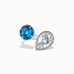 Rings|Effy Jewelry 925 Sterling Silver Blue Topaz, White Topaz Toi Et Moi Ring