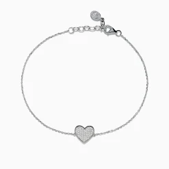 Bracelets|Effy Jewelry 925 Sterling Silver Diamond Heart Bracelet