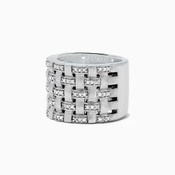 Rings|Effy Jewelry 925 Sterling Silver Diamond Basket Weave Ring, 0.34 TCW