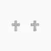 Earrings|Effy Jewelry 925 Sterling Silver Diamond Cross Stud Earrings
