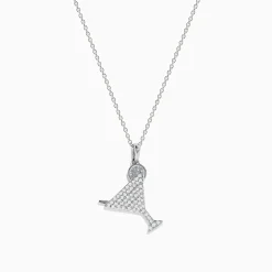 Necklaces & Pendants|Effy Jewelry 925 Sterling Silver Diamond Martini Glass Pendant