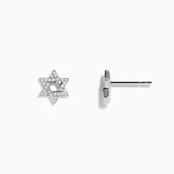 Earrings|Effy Jewelry 925 Sterling Silver Diamond Star of David Earrings