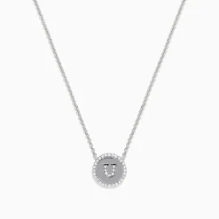 Necklaces & Pendants|BH Multi 925 Sterling Silver Diamond Initial Letter "U" Necklace, 0.15 TCW