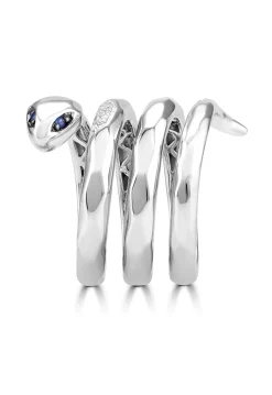 Rings|Effy Jewelry 925 Sterling Silver Diamond and Sapphire Snake Ring, 0.12 TCW