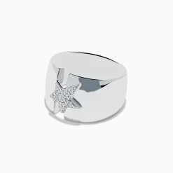 Rings|Effy Jewelry 925 Sterling Silver Diamond Star Wide Band Ring