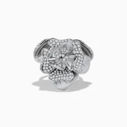 Rings|Effy Jewelry 925 Sterling Silver Diamond Flower Ring