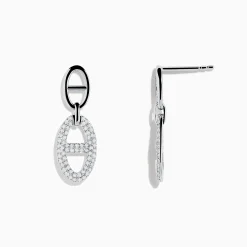 Earrings|Effy Jewelry 925 Sterling Silver Diamond Interlocking Link Earrings