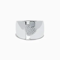 Rings|Effy Jewelry 925 Sterling Silver Diamond Heart Wide Band Ring
