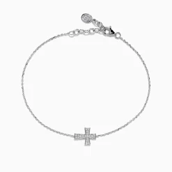 Bracelets|Effy Jewelry 925 Sterling Silver Diamond Cross Bracelet