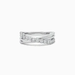 Rings|BH Multi 925 Sterling Silver Diamond Crossover Ring, 0.23 TCW