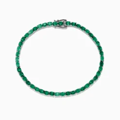 Bracelets|BH MULTI 925 Sterling Silver Emerald Tennis Bracelet, 6.99 TCW