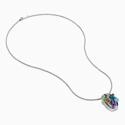 Necklaces & Pendants|Effy Jewelry 925 Sterling Silver Multi Color Gemstone and Diamond Pendant