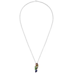 Necklaces & Pendants|Effy Jewelry 925 Sterling Silver Multi Sapphire Parrot Pendant, 1.90 TCW