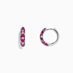 Earrings|Effy Jewelry 925 Sterling Silver Pink Sapphire Splash Huggie Earrings, 1.80 TCW