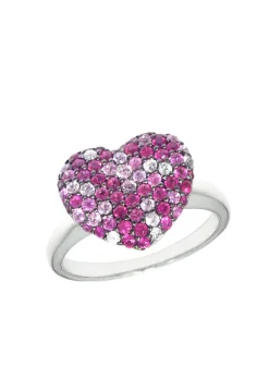 Rings|Effy Jewelry 925 Sterling Silver Pink Sapphire Splash Heart Ring, 1.28 TCW