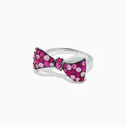 Rings|Effy Jewelry 925 Sterling Silver Ruby and Pink Sapphire Splash Bowtie Ring, 1.80 TCW