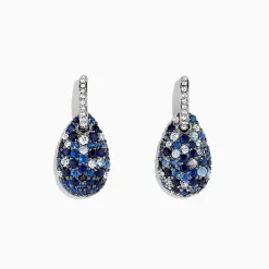 Earrings|Effy Jewelry 925 Sterling Silver Sapphire Splash u0026 Diamond Earrings, 2.59 TCW