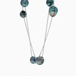 Necklaces & Pendants|Effy Jewelry 925 Sterling Silver Tahitian Pearl Station Necklace