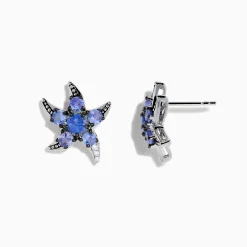 Earrings|Effy Jewelry 925 Sterling Silver Tanzanite and Diamond Starfish Earrings