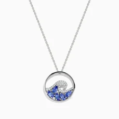 Necklaces & Pendants|Effy Jewelry 925 Sterling Silver Tanzanite and Diamond Wave Pendant