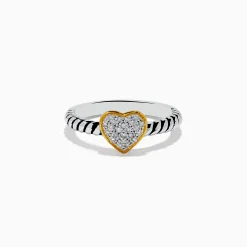 Rings|Effy Jewelry 925 Sterling Silver Two Tone Gold Plated Diamond Heart Ring