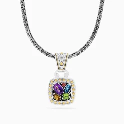 Necklaces & Pendants|Effy Jewelry 925 Sterling Silver u0026 18K Gold Accent Multi Gemstone Pendant, 1.59 TCW