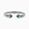 Bracelets|BH Multi 925 Sterling Silver u0026 18K Gold Blue Accented Topaz Bangle, 5.20 TCW