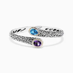 Bracelets|Effy Jewelry 925 Sterling Silver u0026 18K Gold Topaz and Amethyst Bangle, 3.32 TCW
