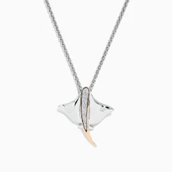 Necklaces & Pendants|BH Multi 925 Sterling Silver u0026 14K Gold Diamond Stingray Pendant, 0.05 TCW