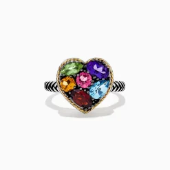 Rings|Effy Jewelry 925 Sterling Silver u0026 18K Gold Multi Gemstone Heart Ring, 2.19 TCW