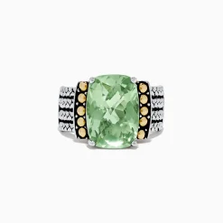 Rings|Effy Jewelry 925 Sterling Silver u0026 18K Yellow Gold Green Amethyst Ring, 5.75 TCW